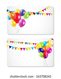 Colored Balloons Card Banner Background, Vector Illustration.  EPS 10