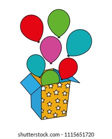 colored balloons coming out of the box party