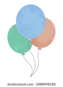 Colored balloons. Festive decorations and decorations. Joy, happiness and fun. Cartoon vector illustration isolated on white background