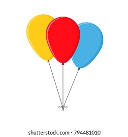 Colored balloons in flat design. Vector illustration. Festive balloons on white background.