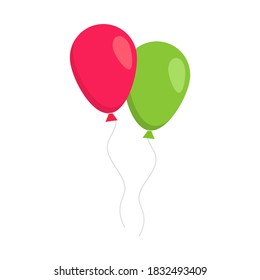 Colored balloons in a flat style. Cartoon balloons for birthday and party. Vector
