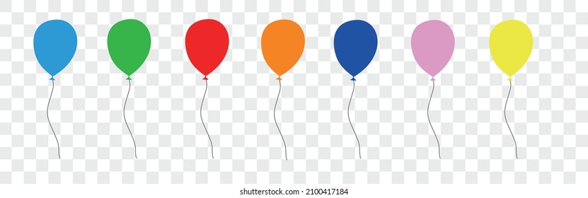 Colored balloons in flat style set . Vector
