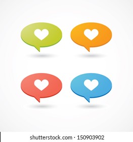 Colored balloons with heart icon