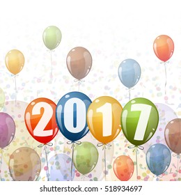colored balloons with numbers for New Year 2017