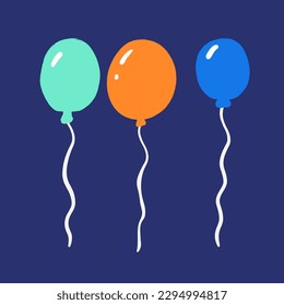 Globos de colores sobre fondo azul