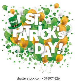 Colored balloons and shamrocks on the white for St. Patrick's Day. Eps 10 vector file.