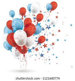 Colored balloons and stars on the white background. Eps 10 vector file.