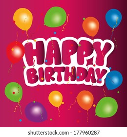 a lot of colored balloons and text for happy birthday