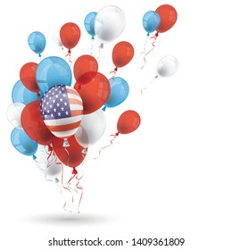 Colored balloons with US Flag on the white background. Eps 10 vector file.
