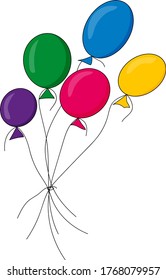 Colored balloons. Vector illustration for decoration, postcard, banner, label, etc. in a romantic time. Declaration of love, expression of feelings, congratulations on holidays