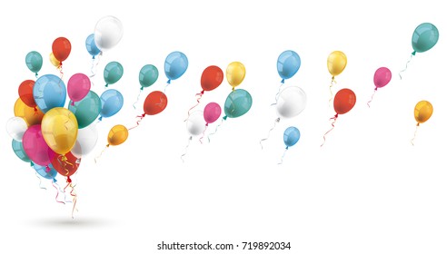 Colored balloons with white background. Eps 10 vector file.