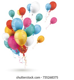 Colored balloons with white background. Eps 10 vector file.