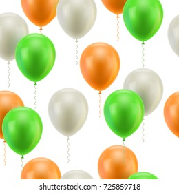 Colored balloons white background seamless. Colorful balloons on a white background seamless on the day of st. patrick. Gasbags template as a vector illustration
