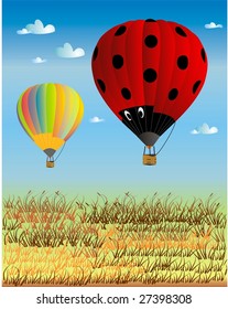colored balloons,ladybird. Vector illustration