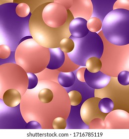 Colored balls background. Vector eps 10. 3d purple, pink, and gold balls