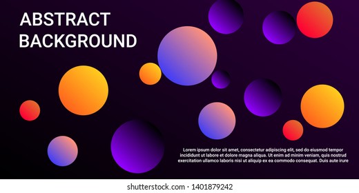 Colored balls. Minimal design of coverages. Vector geometric illustration. Halftone, 3d. Abstract background of  violet, orange, red  colored balls.
