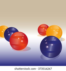 Colored balls
Rolling colored balls striking them with the refraction of light reflected by the shadow of balls viewed
