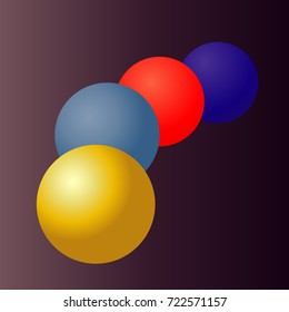 Colored balls. Vector graphic illustration. Isolated object on a black background. Isolate.