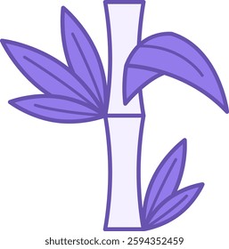Colored Bamboo Icon. Vector Illustration. Bamboo Branch with Leaves. Cellulose Fiber Regeneration, Fabric. Material Characteristics Concept