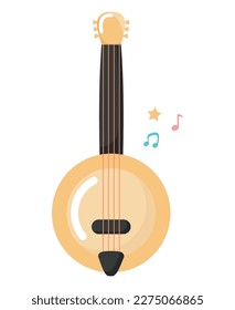 colored banjo design over white