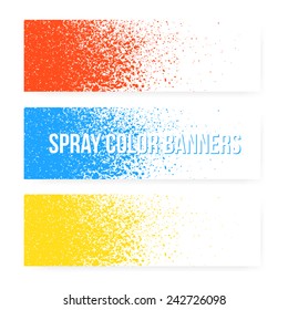 Colored banners of splashes paint red, blue, yellow. Spray isolated and are suitable to be placed on any background.