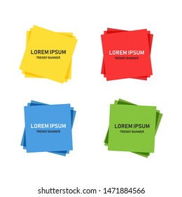 Colored banners in vector trendy flat design. Vector abstract banners. Colored vector tags. Colorful vector shapes isolated. EPS 10