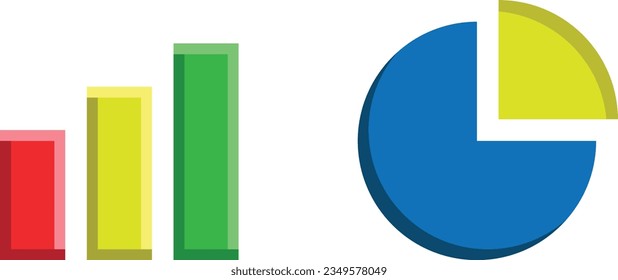 Colored bar chart and pie chart icons