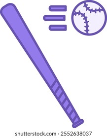 Colored Baseball Icon. Vector Illustration. Flying Ball and Baseball Bat. Sports Concept