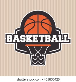 colored basketball icon, vector illustration