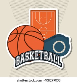 colored basketball icon, vector illustration