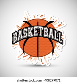 colored basketball icon, vector illustration