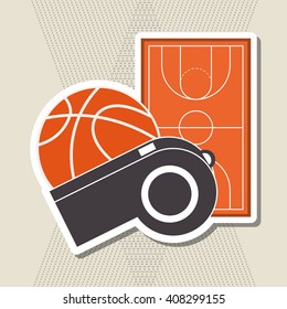 colored basketball icon, vector illustration