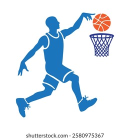 Colored basketball player silhouettes for sports themed graphic design projects.