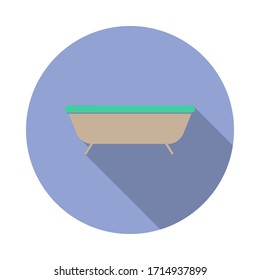 colored bath long shadow icon. Simple color vector of web icons for ui and ux, website or mobile application