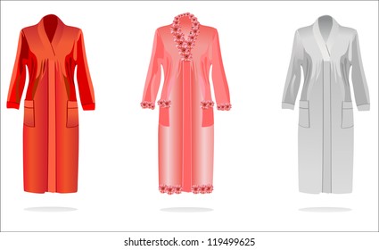 colored bathrobes on a white background