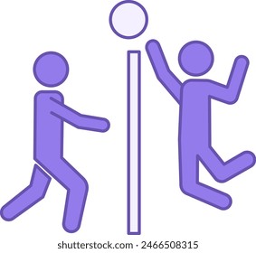 Colored Beach Volleyball Icon. Vector Icon of Volleyball Game on the Beach. Summer and Sports Concept