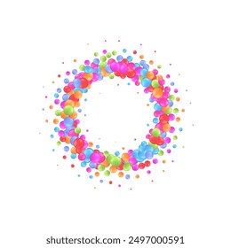 Colored beads. Pearls. Abstract background. Decorations. Round photo frame. Purple balls
