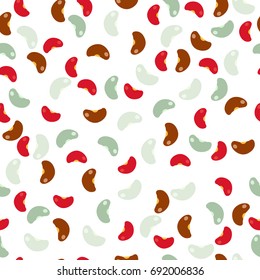 Colored beans on a white background. Seamless pattern. vector illustration in flat style
