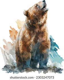 Colored Bear Vector, Print, Illustration