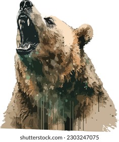 Colored Bear Vector, Print, Illustration