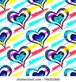 colored beautiful hearts on the day of the holy valentine seamless pattern
