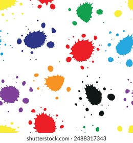 Coloreado Hermosa Ilustración vectorial de conjunto de manchas de tinta o manchas de sangre gotas y salpicaduras en un fondo blanco. Patrón sin fisuras