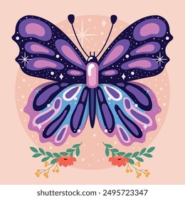 Colored beauty butterfly Cute insect Vector illustration