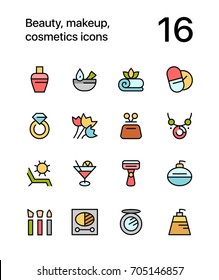 Colored Beauty, cosmetics, makeup icons for web and mobile design pack 3