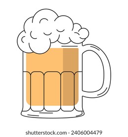 Colored beer glass icon with foam Vector illustration