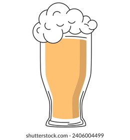 Colored beer glass icon with foam Vector illustration