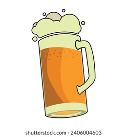 Colored beer glass icon with foam Vector illustration