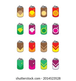 Colored beer juice energy drink coffee or soda cans isolated on white background