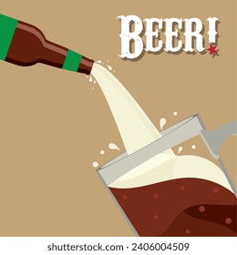 Colored beer poster Vector illustration