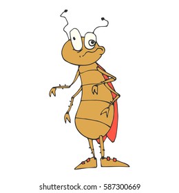 Colored beetle in cartoon style. A sketch of the insect. Vector isolated image. The loss of control. Poisoned. Prints, posters, printed materials, videos, mobile apps, web sites and print projects.